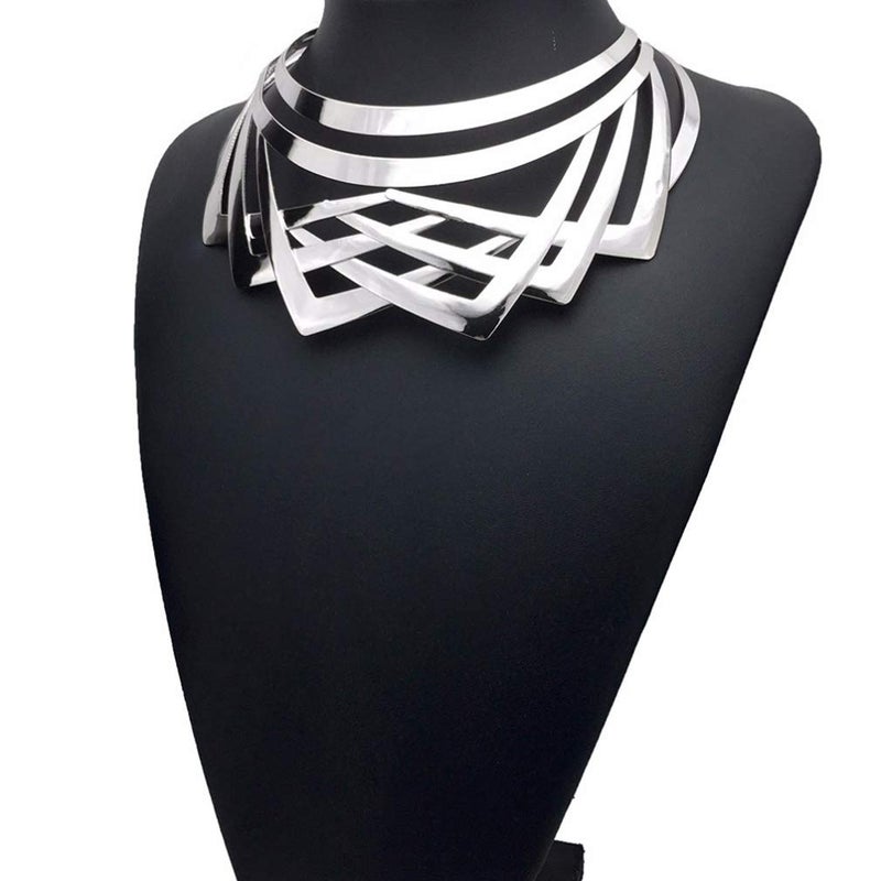 YAZILIND Alloy Choker Simple Statement Short Necklace Choker Collar Bib Fashion Costume Jewelry silver - Image 3